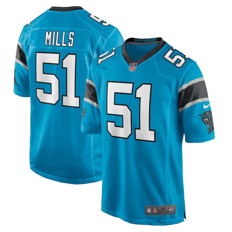 Sam Mills 51 Carolina Panthers Men Retired Jersey - Blue JS6683 Saliibo