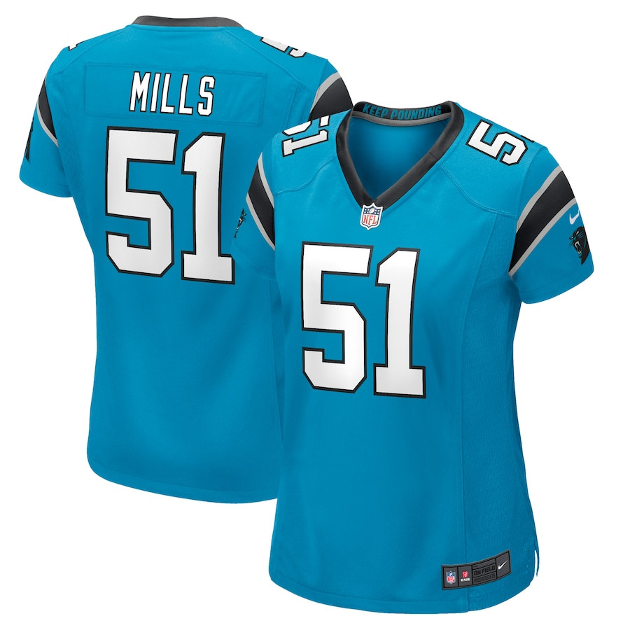 Sam Mills 51 Carolina Panthers Women Retired Jersey - Blue JS4292 Saliibo