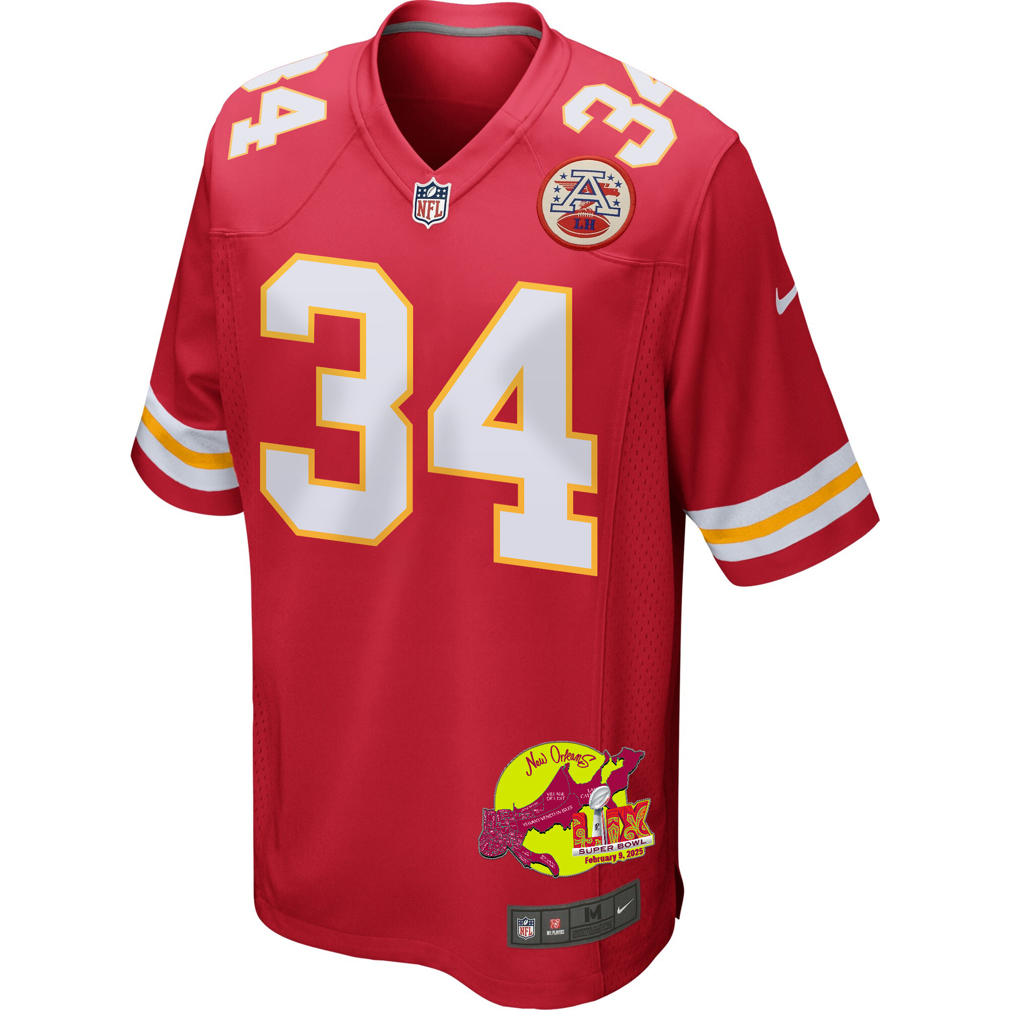 Samaje Perine 34 Kansas City Chiefs Super Bowl LIX New Orleans Patch Game Men Jersey - Red JS5158 Saliibo - Image 3