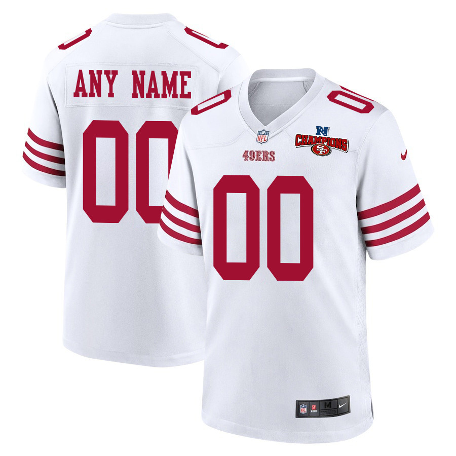 San Francisco 49ers NFC Champions Patch Game Men Custom Jersey - White JS5686 Saliibo
