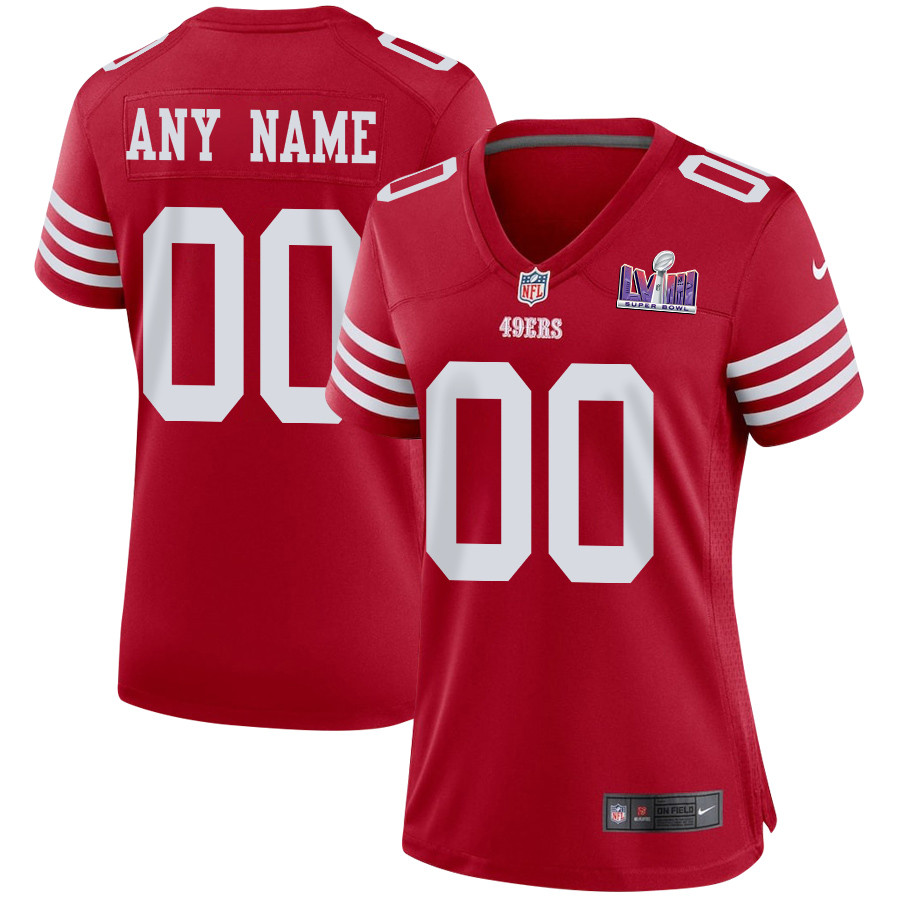 San Francisco 49ers Super Bowl LVIII Patch Game Women Custom Jersey - Scarlet JS9014 Saliibo
