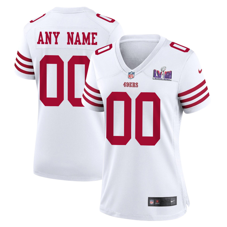 San Francisco 49ers Super Bowl LVIII Patch Game Women Custom Jersey - White JS2697 Saliibo