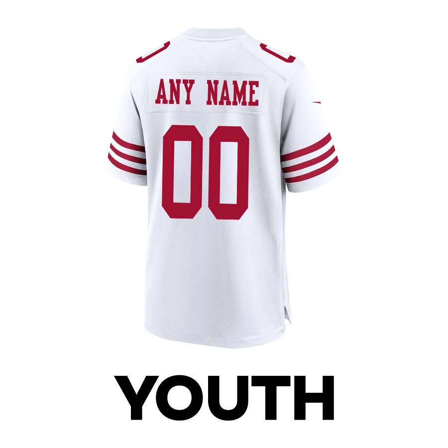 San Francisco 49ers Super Bowl LVIII Patch Game YOUTH Custom Jersey - White JS3080 Saliibo - Image 3