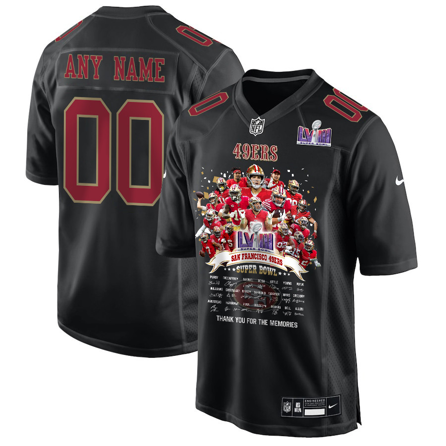 San Francisco 49ers Super Bowl LVIII Thanks For Memories Fashion Game Custom Men Jersey - Carbon Black JS3658 Saliibo