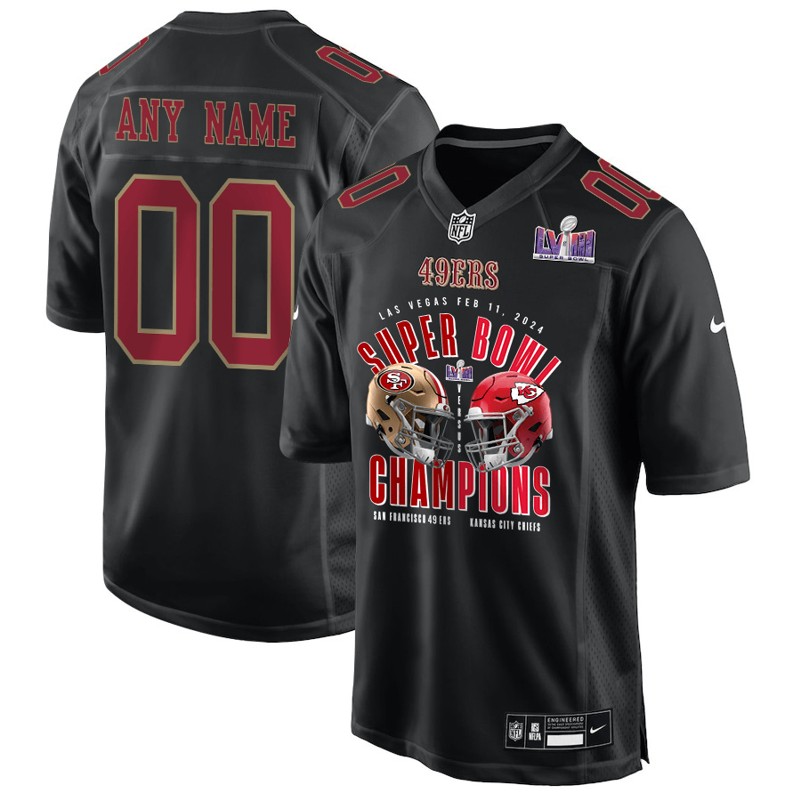San Francisco 49ers vs. Kansas City Chiefs Super Bowl LVIII Matchup Fashion Game Custom Men Jersey - Carbon Black JS9210 Saliibo