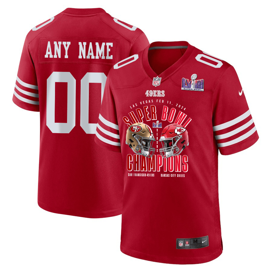 San Francisco 49ers vs. Kansas City Chiefs Super Bowl LVIII Matchup Game Custom Men Jersey - Scarlet JS9551 Saliibo