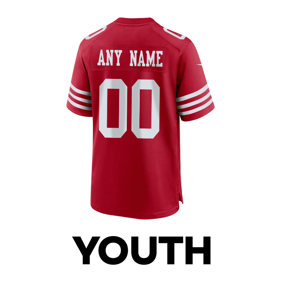 San Francisco 49ers vs. Kansas City Chiefs Super Bowl LVIII Matchup Game Custom YOUTH Jersey - Scarlet JS7647 Saliibo - Image 3