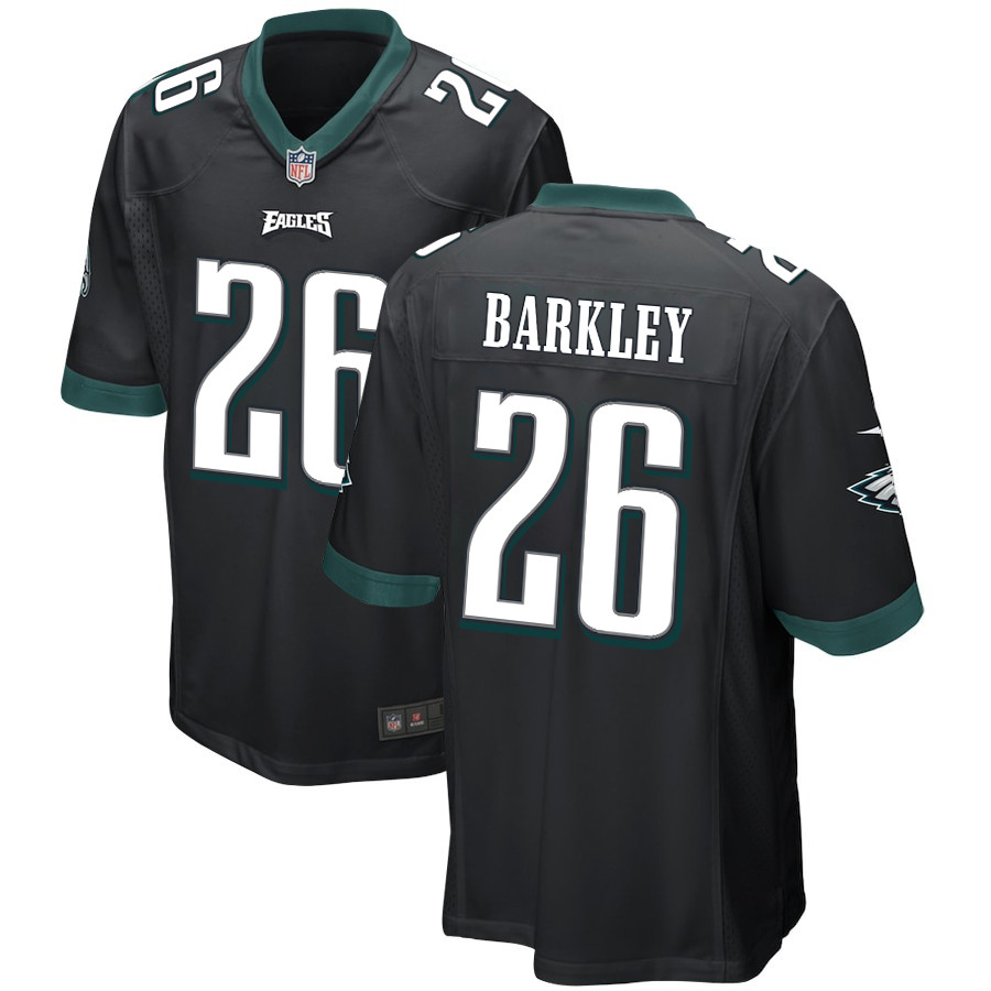 Saquon Barkley 26 Philadelphia Eagles Alternate Game Men Jersey - Black JS7393 Saliibo