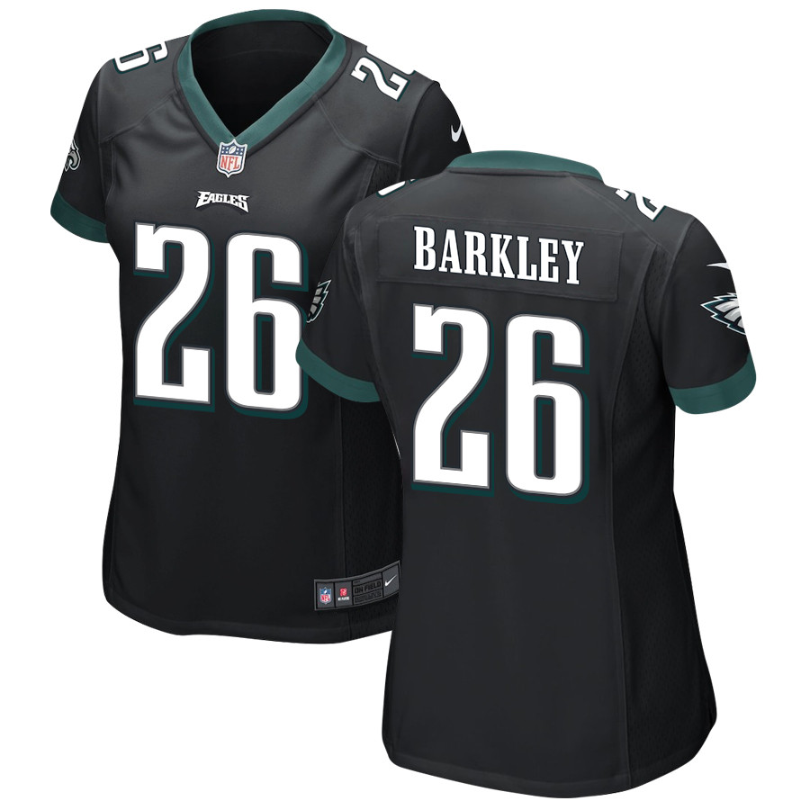 Saquon Barkley 26 Philadelphia Eagles Alternate Game Women Jersey - Black JS6654 Saliibo
