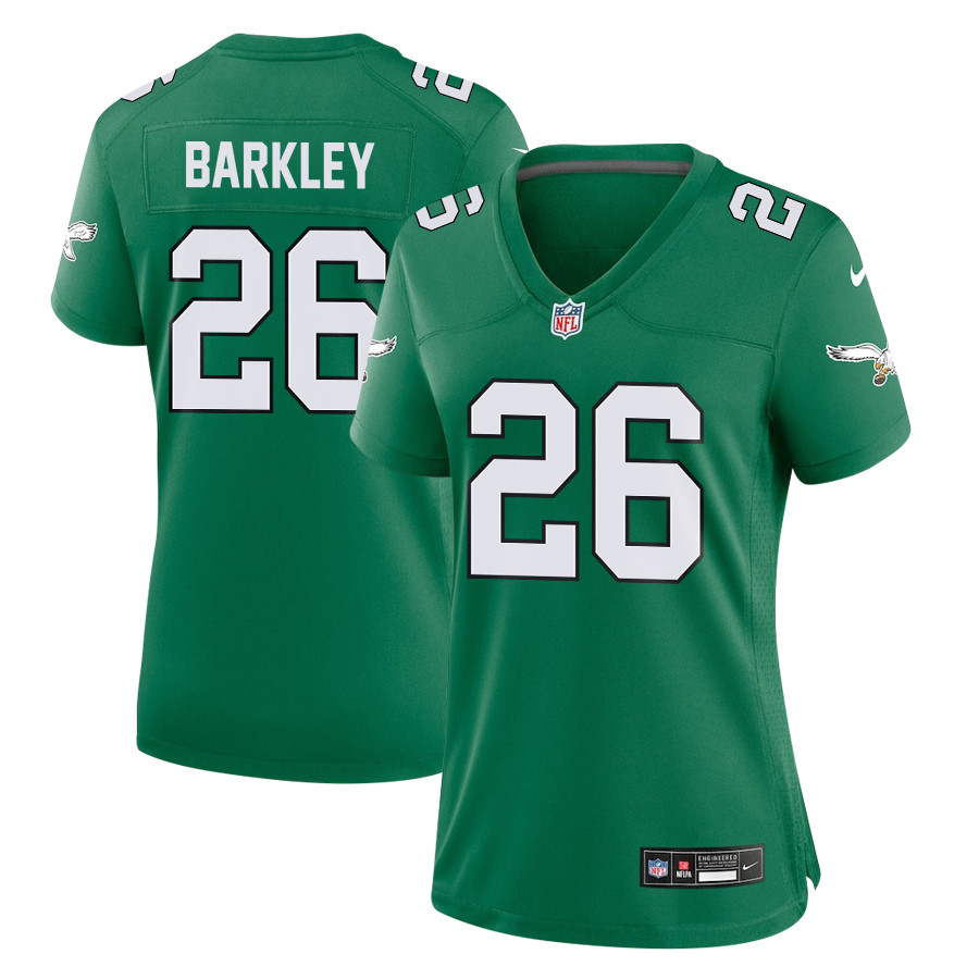 Saquon Barkley 26 Philadelphia Eagles Alternate Game Women Jersey - Kelly Green JS7598 Saliibo