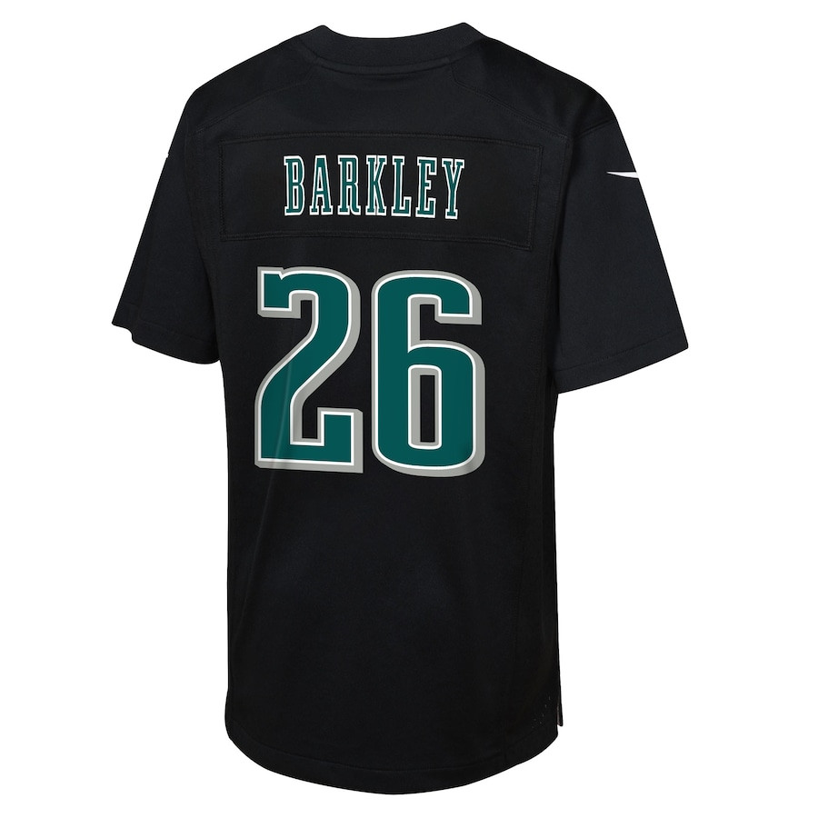 Saquon Barkley 26 Philadelphia Eagles Fashion Game YOUTH Jersey - Carbon Black JS9739 Saliibo - Image 3