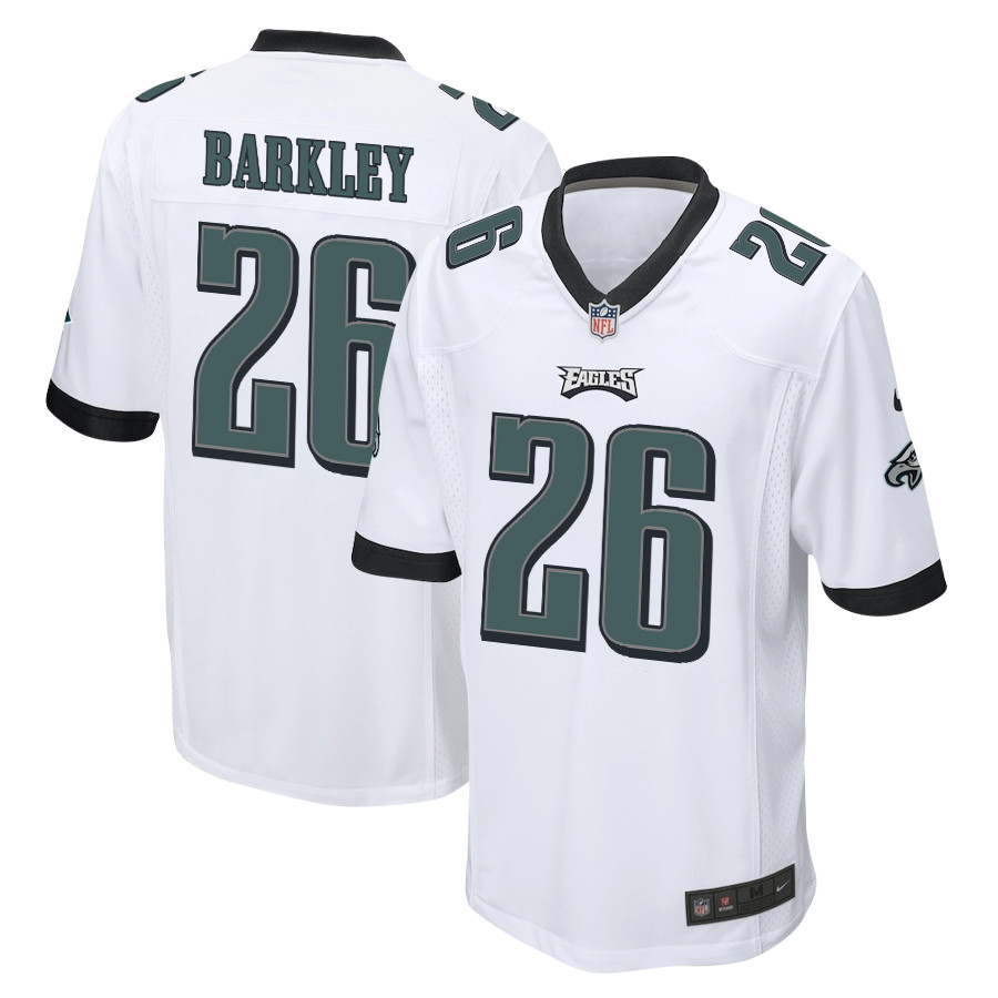 Saquon Barkley 26 Philadelphia Eagles Game Men Jersey - White JS9355 Saliibo