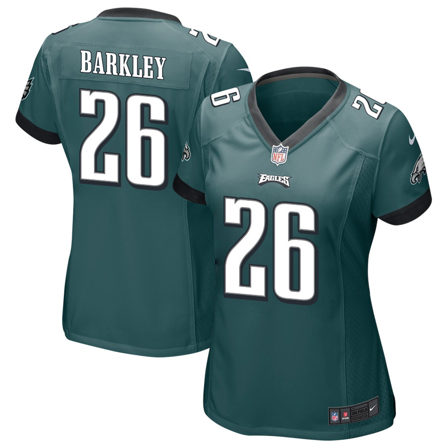Saquon Barkley 26 Philadelphia Eagles Game Women Jersey - Midnight Green JS1408 Saliibo