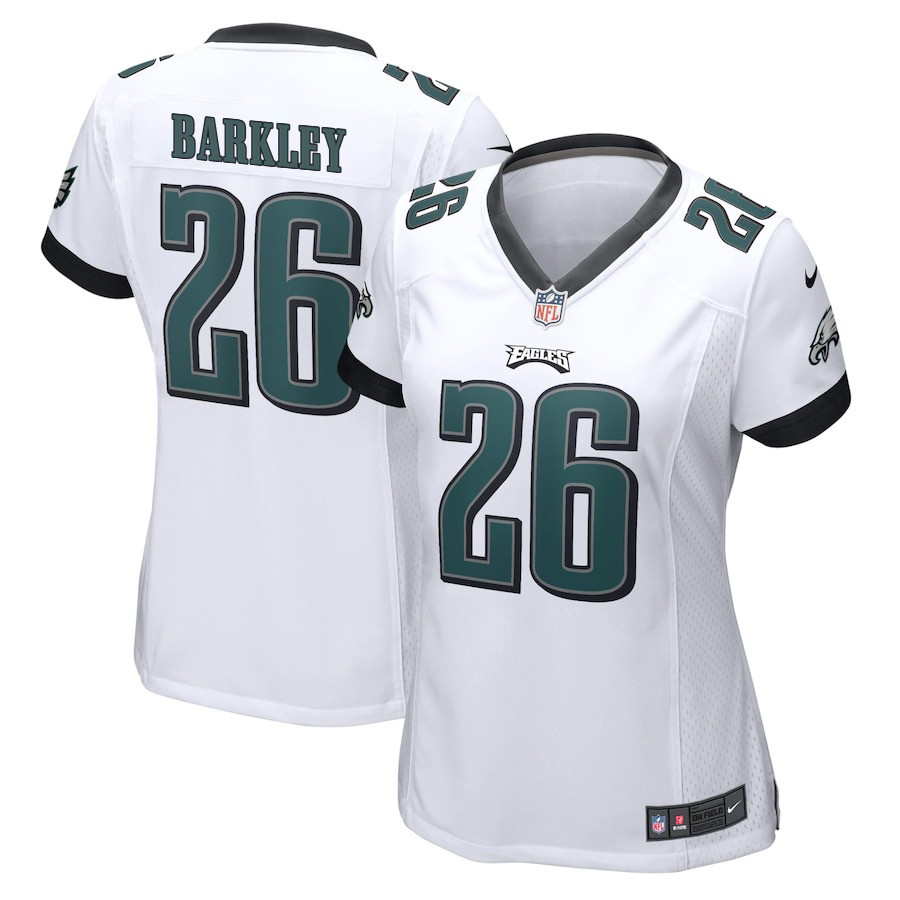 Saquon Barkley 26 Philadelphia Eagles Game Women Jersey - White JS5204 Saliibo