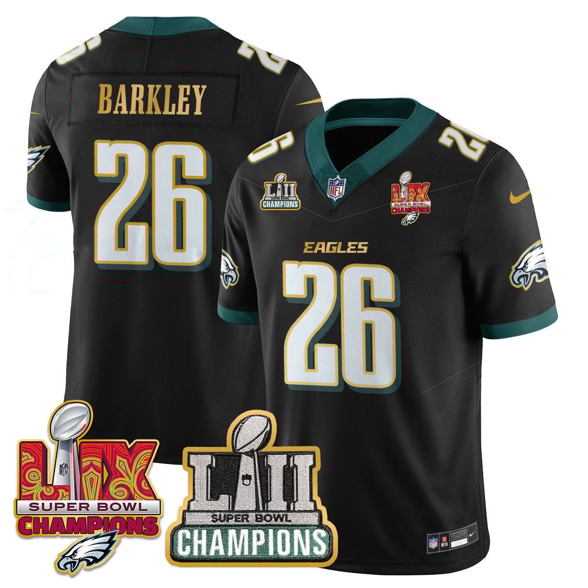 Saquon Barkley 26 Philadelphia Eagles LII-LIX Super Bowl Champions Vapor Limited Gold Jersey - Black JS9934 Saliibo