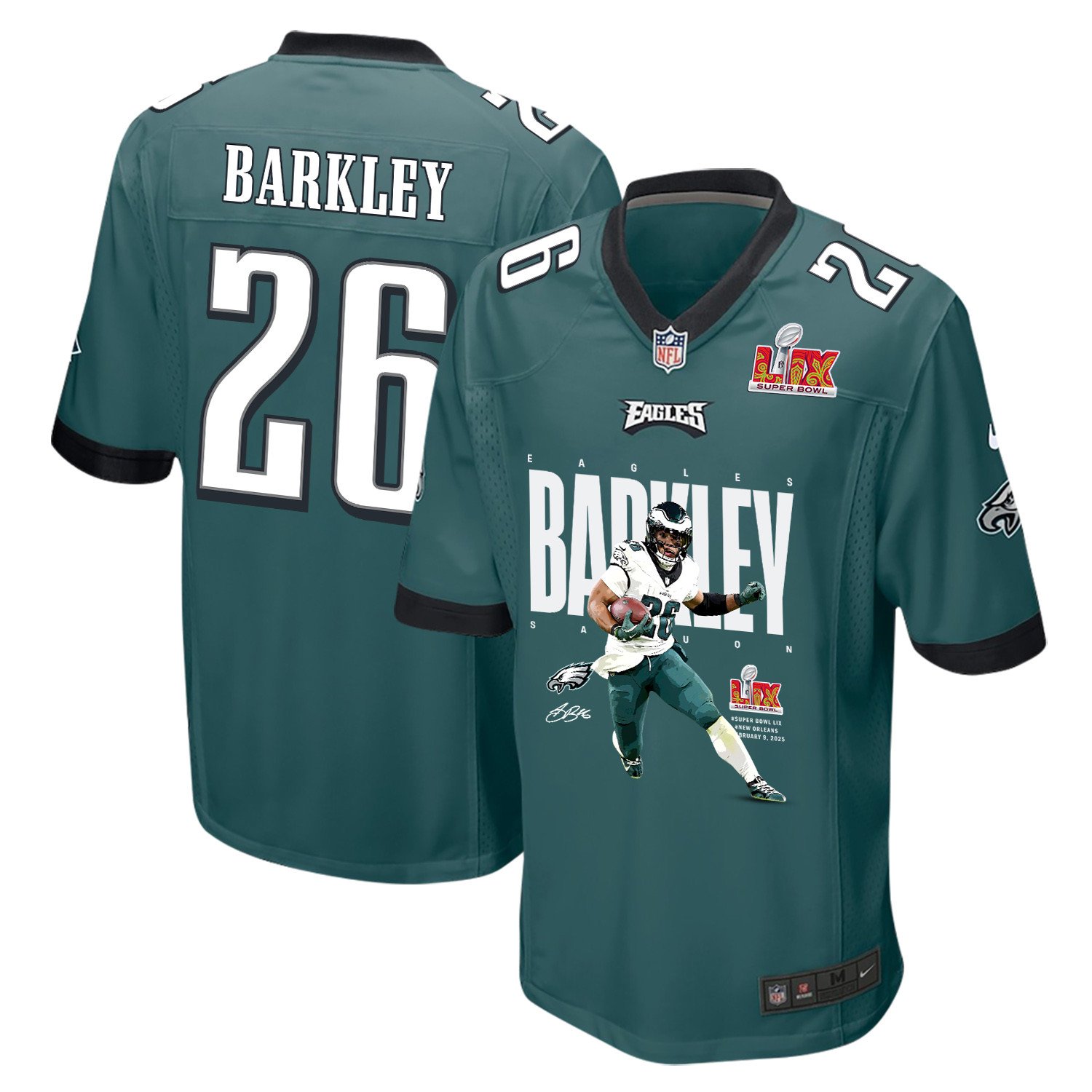 Saquon Barkley 26 Philadelphia Eagles 'Quon Solo' Game Men Jersey - Midnight Green JS5127 Saliibo