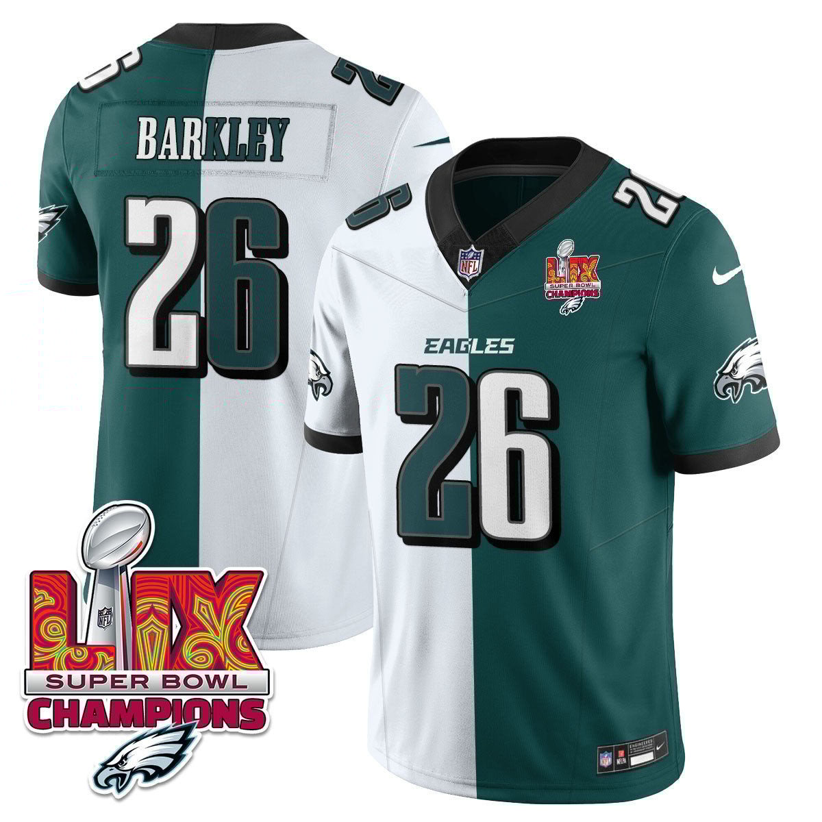 Saquon Barkley 26 Philadelphia Eagles Super Bowl LIX Champions Gold Vapor Limited Jersey - Split JS3646 Saliibo