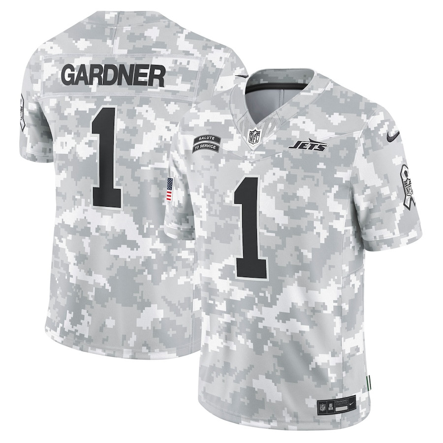 Sauce Gardner 1 New York Jets 2024 Salute to Service Limited Men Jersey - Arctic Camo JS4892 Saliibo