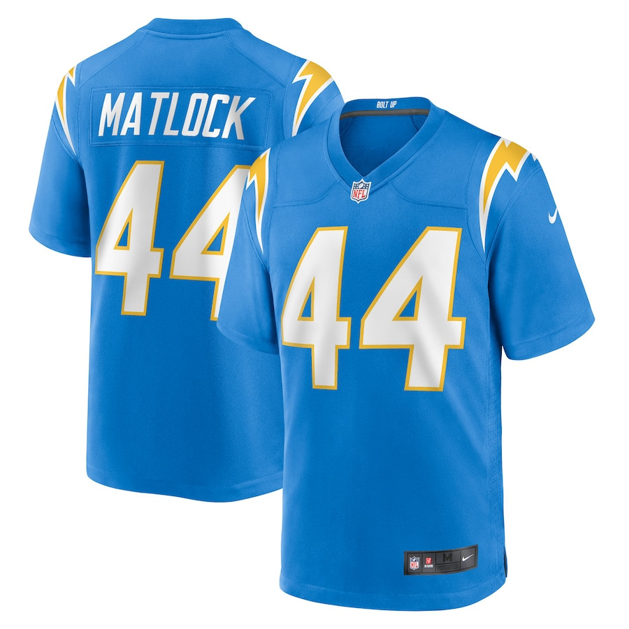Scott Matlock 44 Los Angeles Chargers Team Game Men Jersey - Powder Blue JS5227 Saliibo