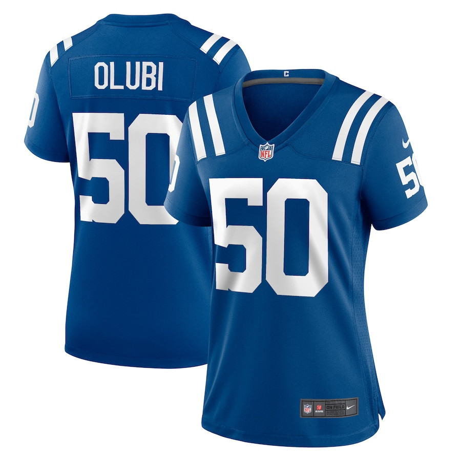 Segun Olubi 50 Indianapolis Colts Women's Game Jersey - Royal JS7609 Saliibo