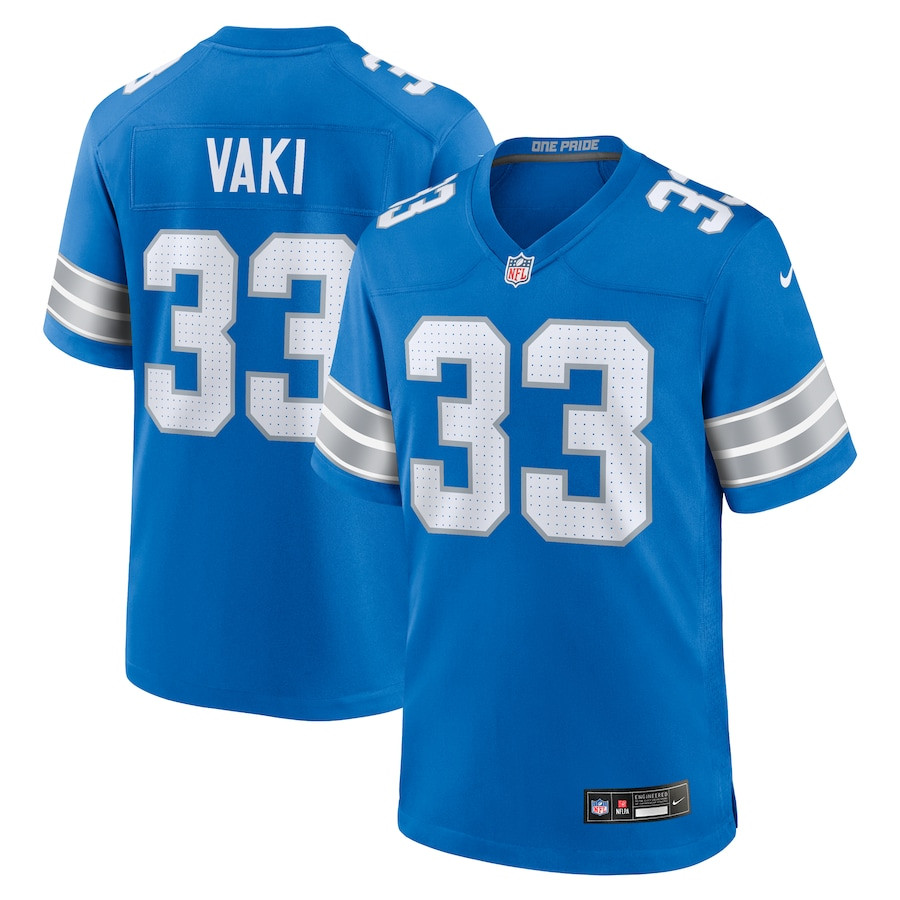 Sione Vaki 33 Detroit Lions Team Game Men Jersey - Blue JS1800 Saliibo