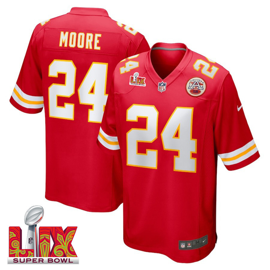 Skyy Moore #24 Kansas City Chiefs Super Bowl LIX Jersey - Men's - Red JS2711 Saliibo