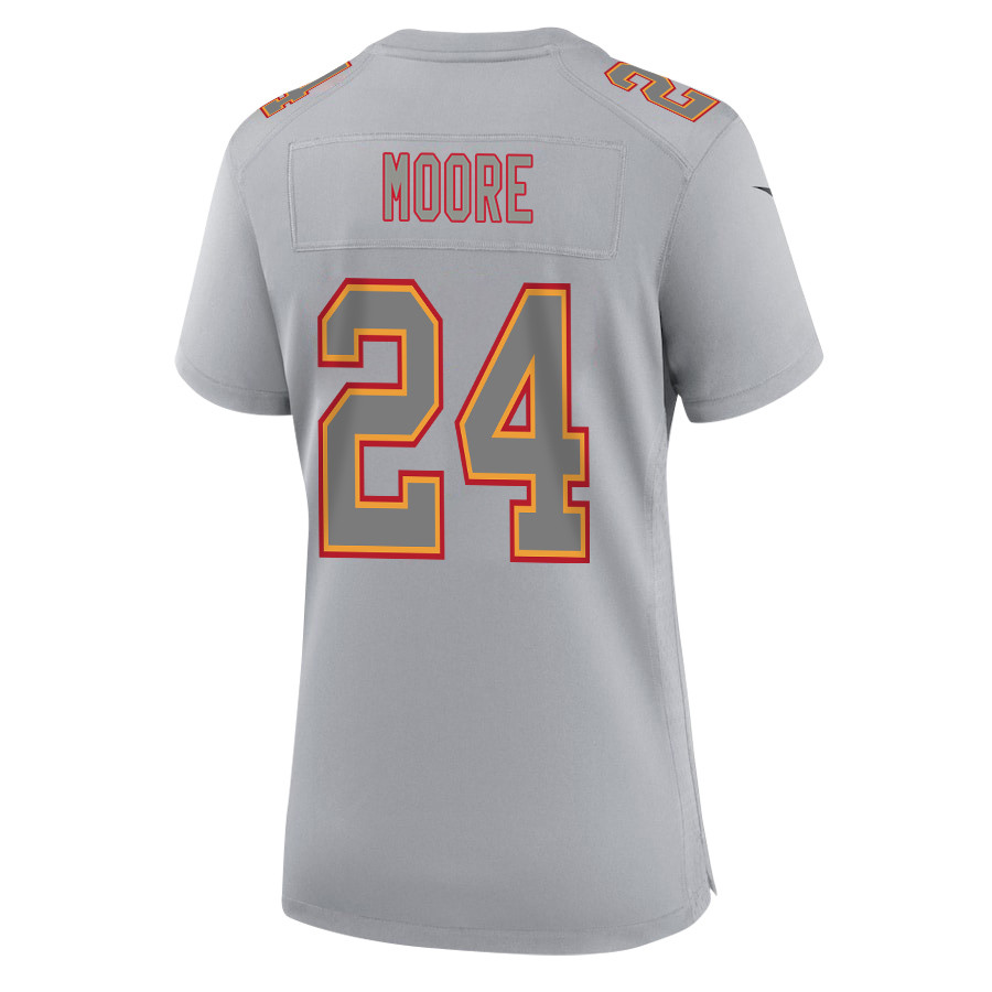 Skyy Moore 24 Kansas City Chiefs Super Bowl LVIII Champions 4X Atmosphere Fashion Game Women Jersey - Gray JS4793 Saliibo - Image 3