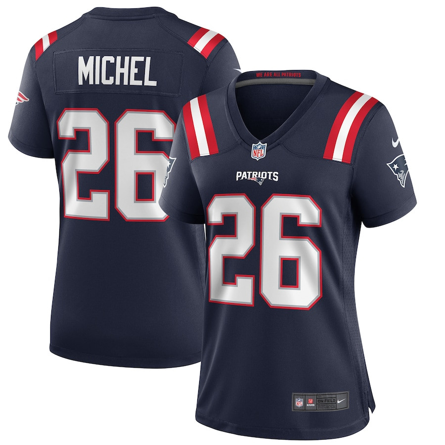 Sony Michel 26 New England Patriots Women Game Jersey - Navy JS9557 Saliibo