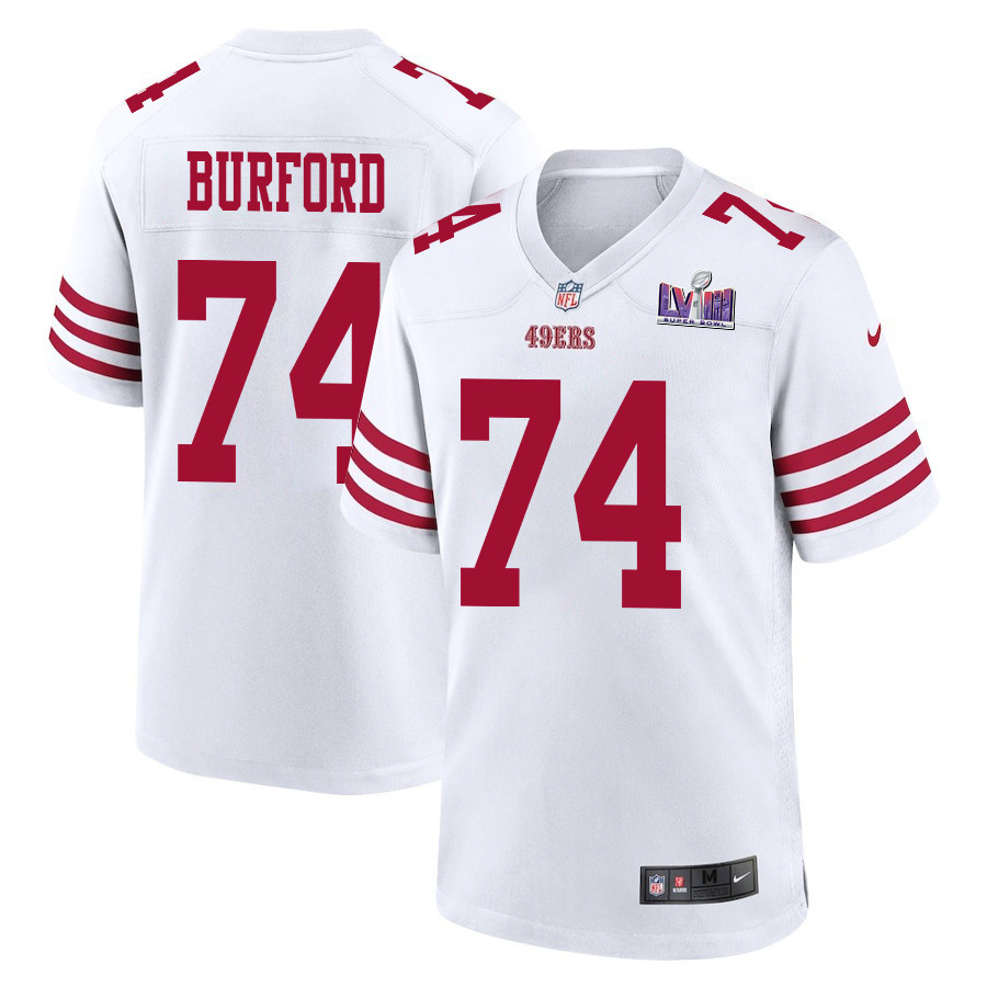 Spencer Burford 74 San Francisco 49ers Super Bowl LVIII Patch Game Men Jersey - White JS1643 Saliibo