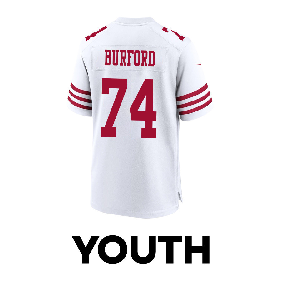Spencer Burford 74 San Francisco 49ers Super Bowl LVIII Patch Game YOUTH Jersey - White JS3535 Saliibo - Image 3