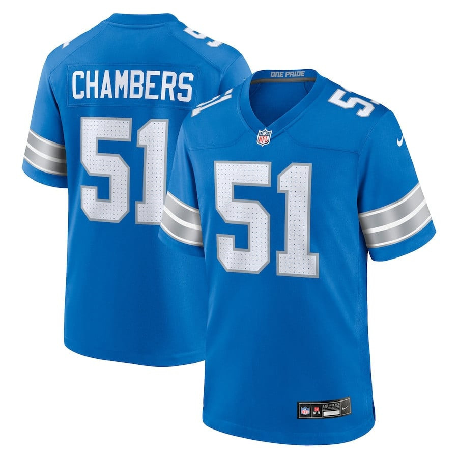 Steele Chambers 51 Detroit Lions Game Men Jersey - Blue JS2553 Saliibo