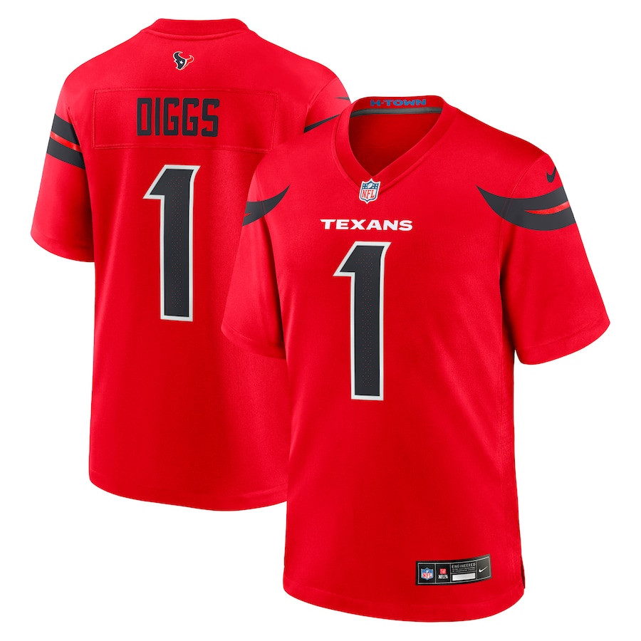 Stefon Diggs 1 Houston Texans Alternate Game Men Jersey - Red JS2447 Saliibo