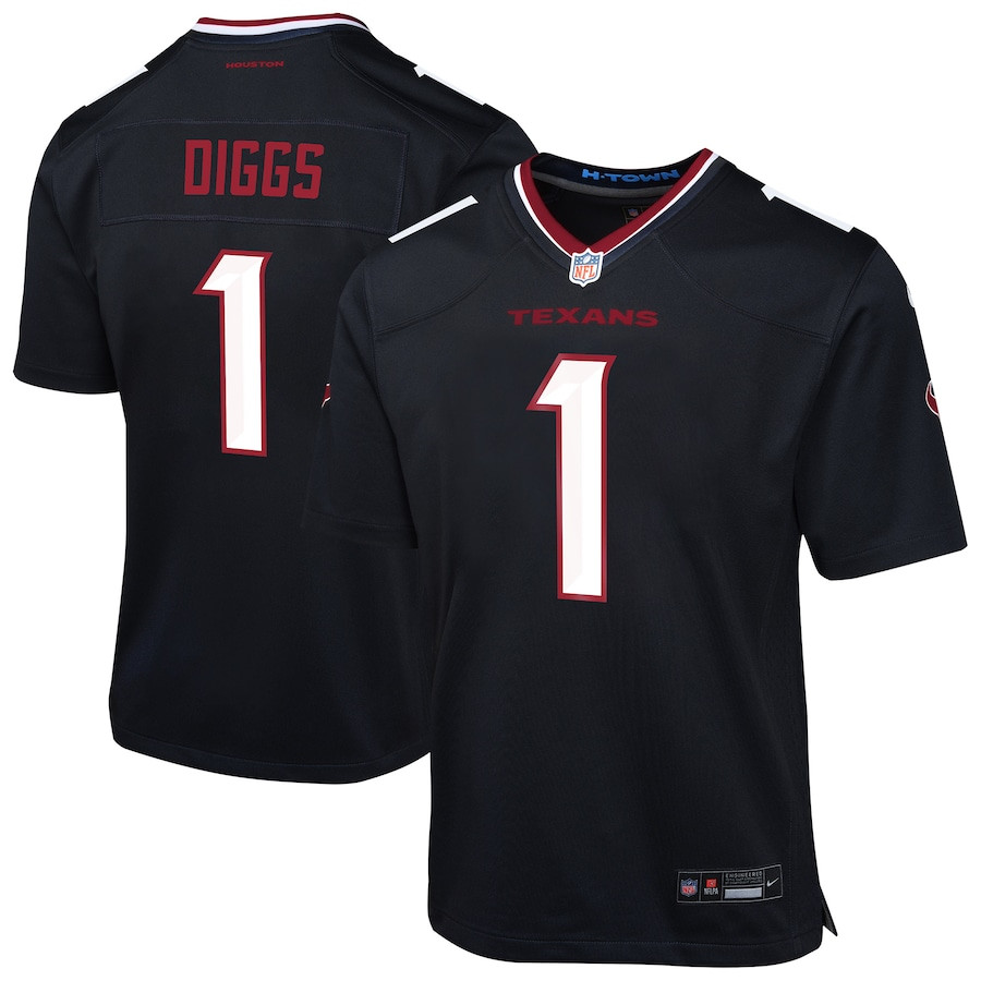Stefon Diggs 1 Houston Texans Team Player Game YOUTH Jersey - Navy JS2385 Saliibo
