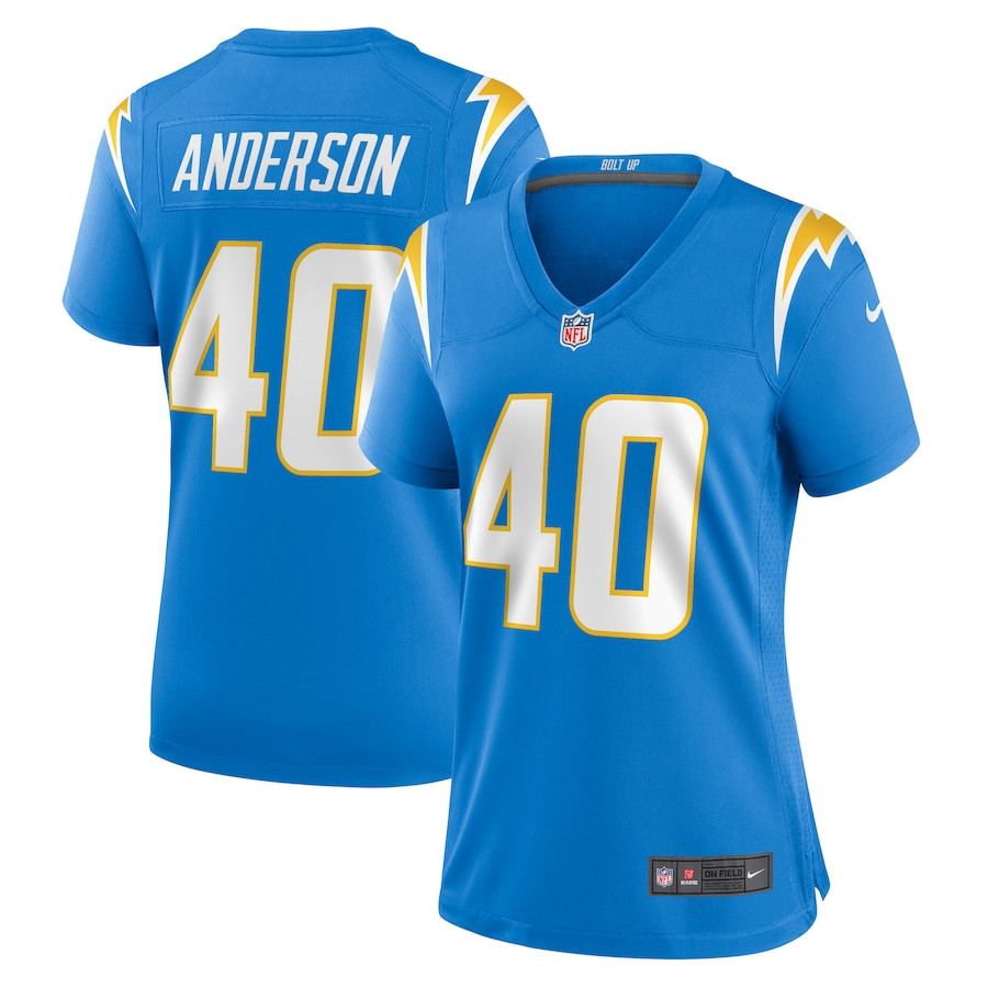 Stephen Anderson 40 Los Angeles Chargers Game Women Jersey - Powder Blue JS7818 Saliibo