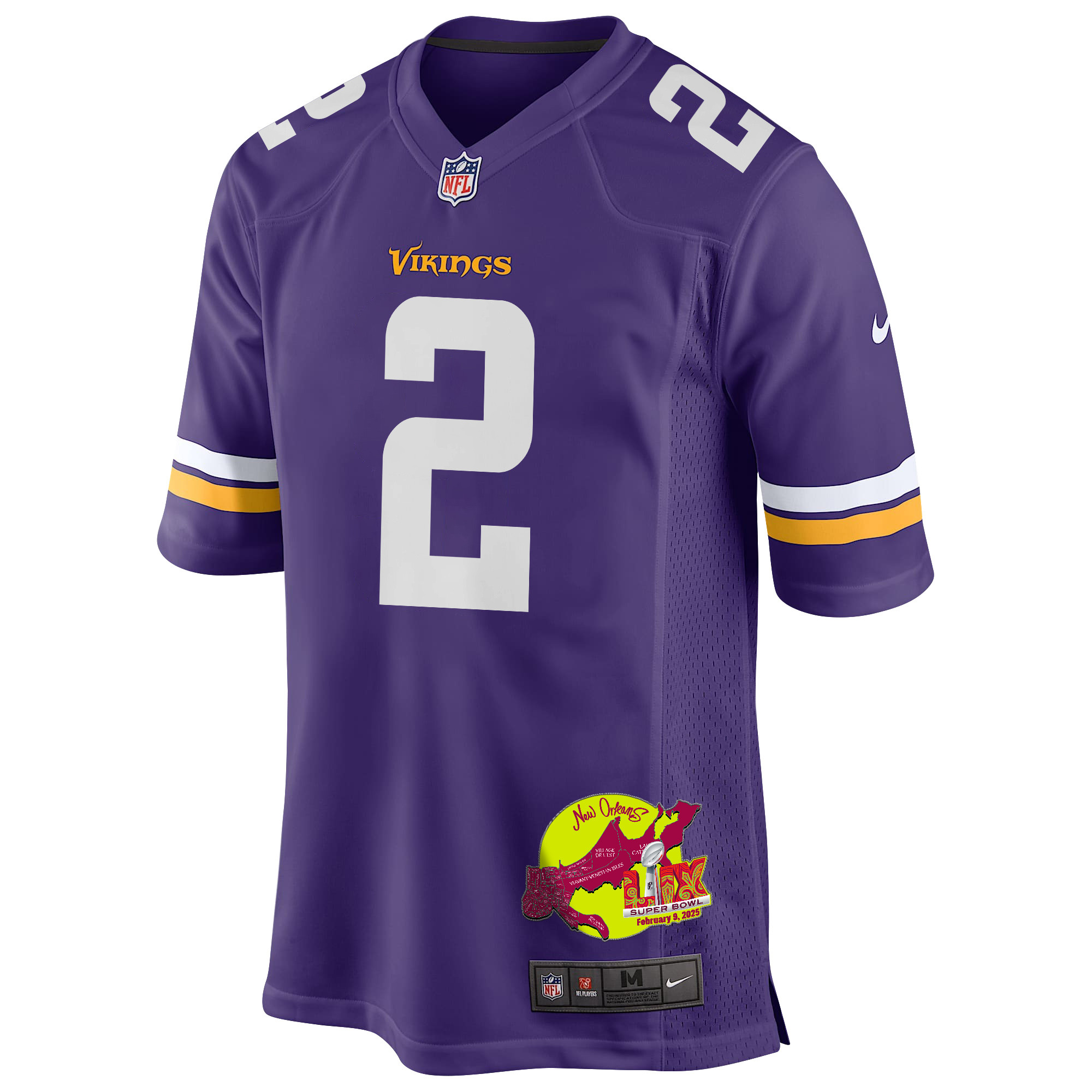 Stephon Gilmore 2 Minnesota Vikings Super Bowl LIX New Orleans Patch Game Men Jersey - Purple JS9401 Saliibo - Image 3