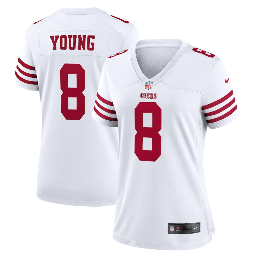 Steve Young 8 San Francisco 49ers Women Retired Game Jersey - White JS3032 Saliibo