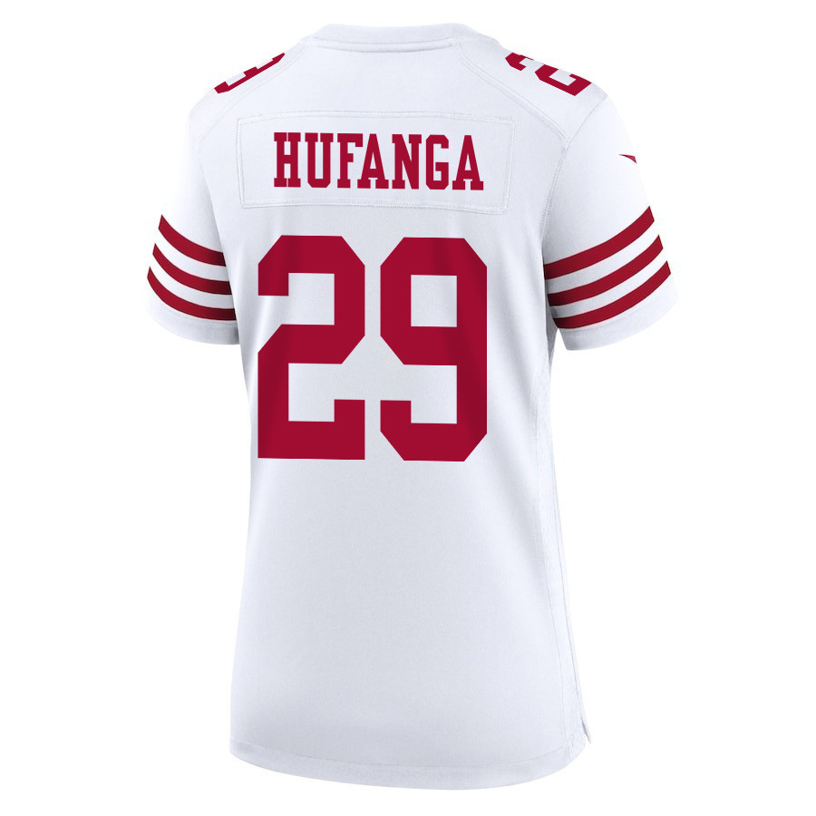 Talanoa Hufanga 29 San Francisco 49ers Super Bowl LVIII Patch Game Women Jersey - White JS9001 Saliibo - Image 3