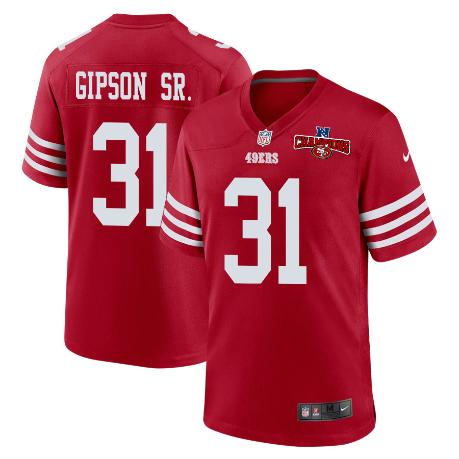 Tashaun Gipson Sr. 31 San Francisco 49ers NFC Champions Patch Game Men Jersey - Scarlet JS9633 Saliibo