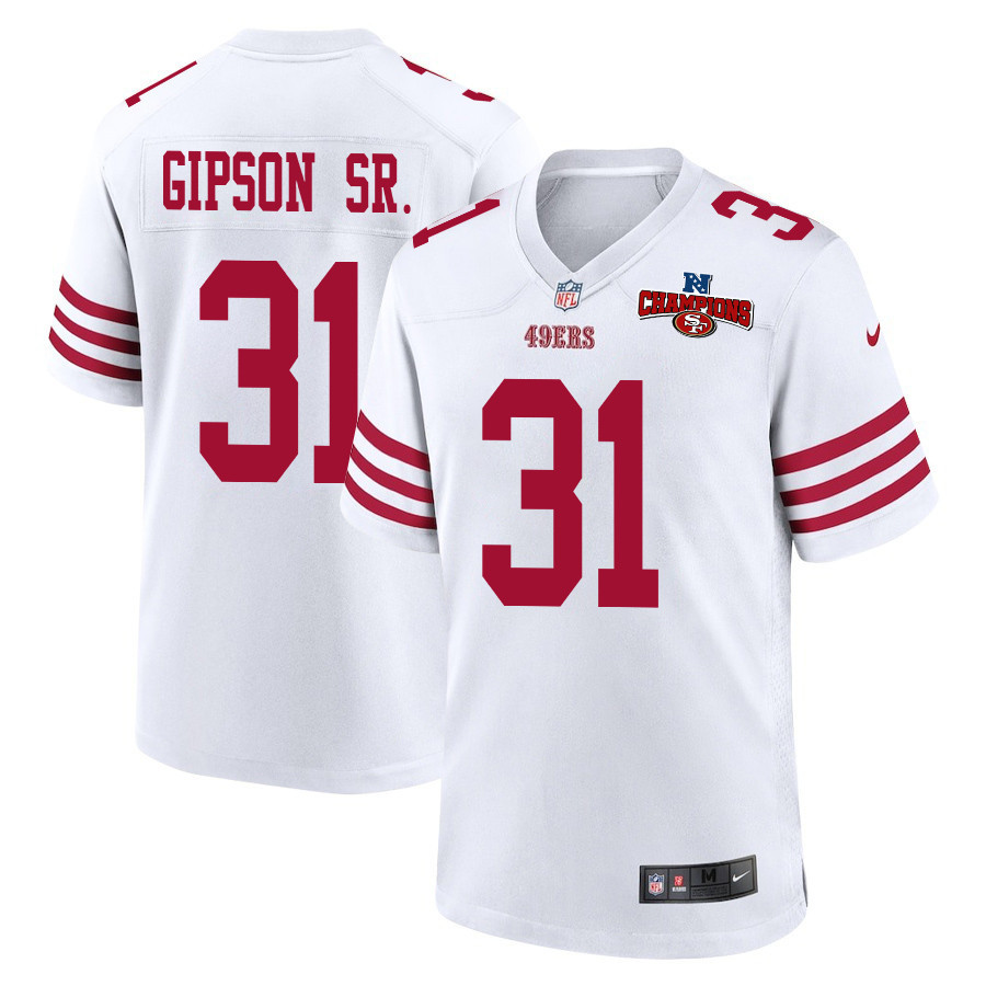 Tashaun Gipson Sr. 31 San Francisco 49ers NFC Champions Patch Game Men Jersey - White JS8985 Saliibo