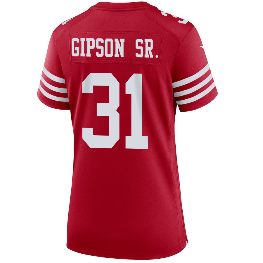 Tashaun Gipson Sr. 31 San Francisco 49ers Super Bowl LVIII Patch Game Women Jersey - Scarlet JS8390 Saliibo - Image 3
