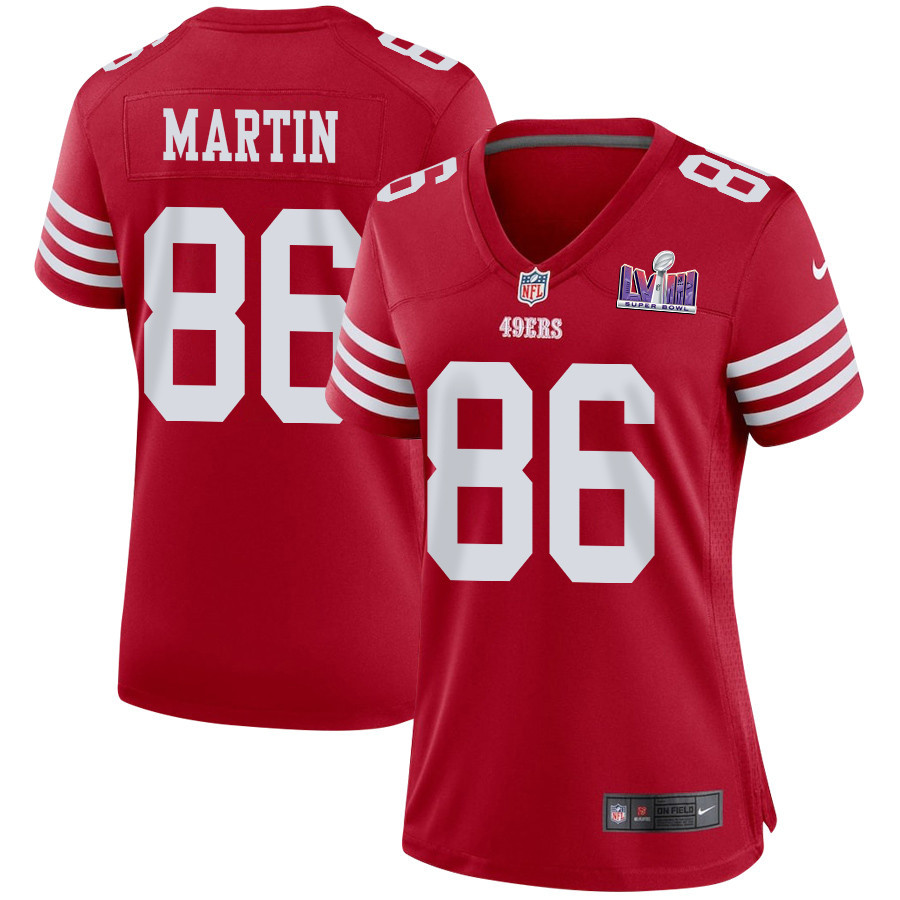 Tay Martin 86 San Francisco 49ers Super Bowl LVIII Patch Game Women Jersey - Scarlet JS9848 Saliibo