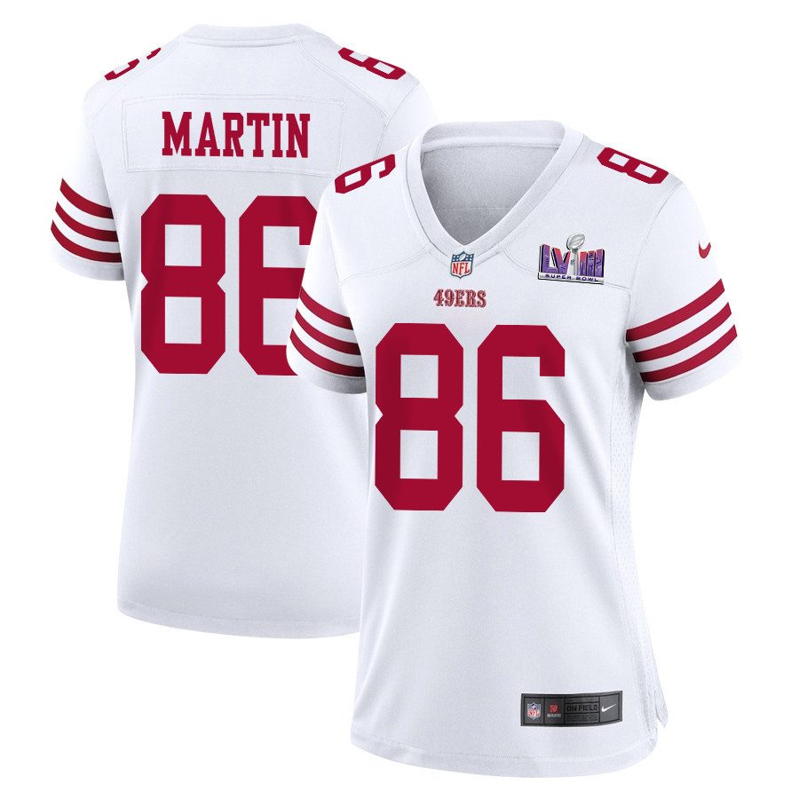 Tay Martin 86 San Francisco 49ers Super Bowl LVIII Patch Game Women Jersey - White JS9326 Saliibo