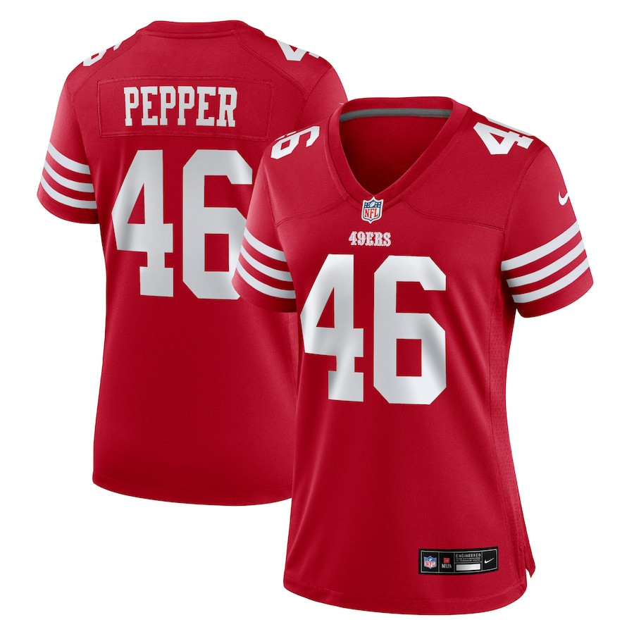 Taybor Pepper 46 San Francisco 49ers Women's Game Jersey - Scarlet JS9798 Saliibo