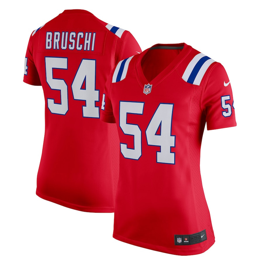 Tedy Bruschi 54 New England Patriots Women Retired Game Jersey - Red JS4538 Saliibo