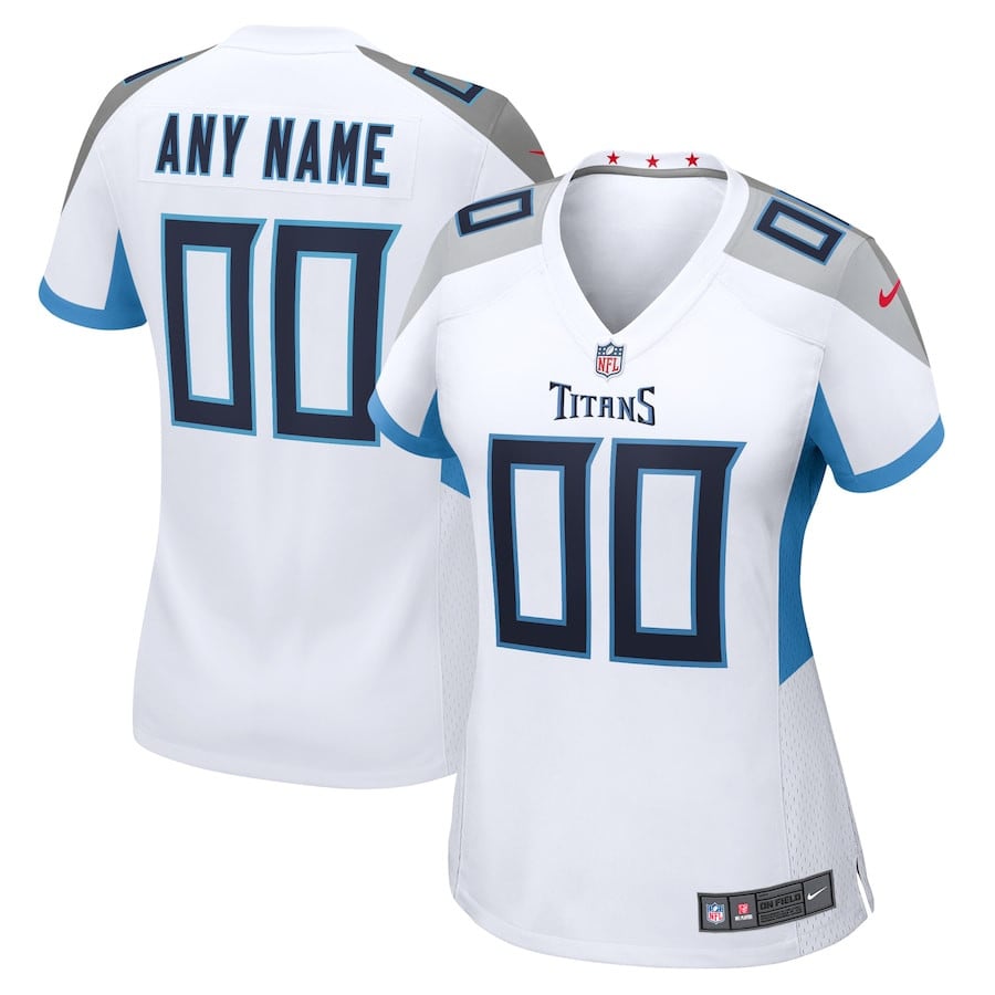 Tennessee Titans Women Custom Game Jersey - White JS9129 Saliibo