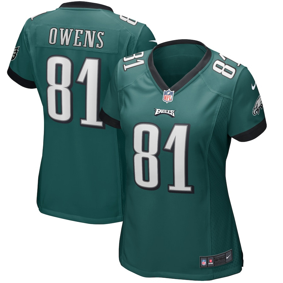 Terrell Owens 81 Philadelphia Eagles Women Game Retired Jersey - Midnight Green JS2587 Saliibo