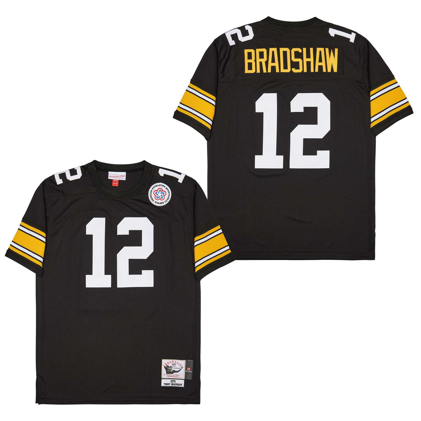 Terry Bradshaw 12 Pittsburgh Steelers Retro Throwback Men Jersey - Black JS5137 Saliibo