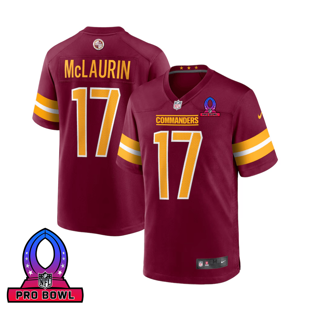 Terry McLaurin 17 Washington Commanders 2025 Pro Bowl Patch Game Men Jersey - Burgundy JS7679 Saliibo