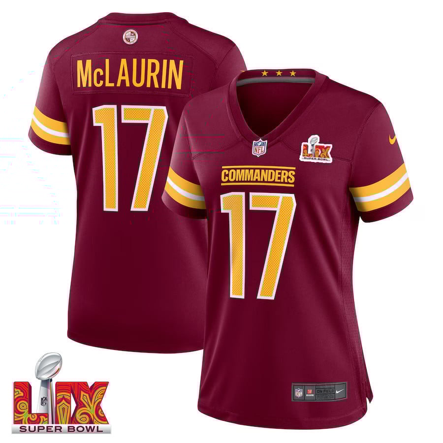Terry McLaurin #17 Washington Commanders Super Bowl LIX Women's Jersey - Burgundy JS7502 Saliibo