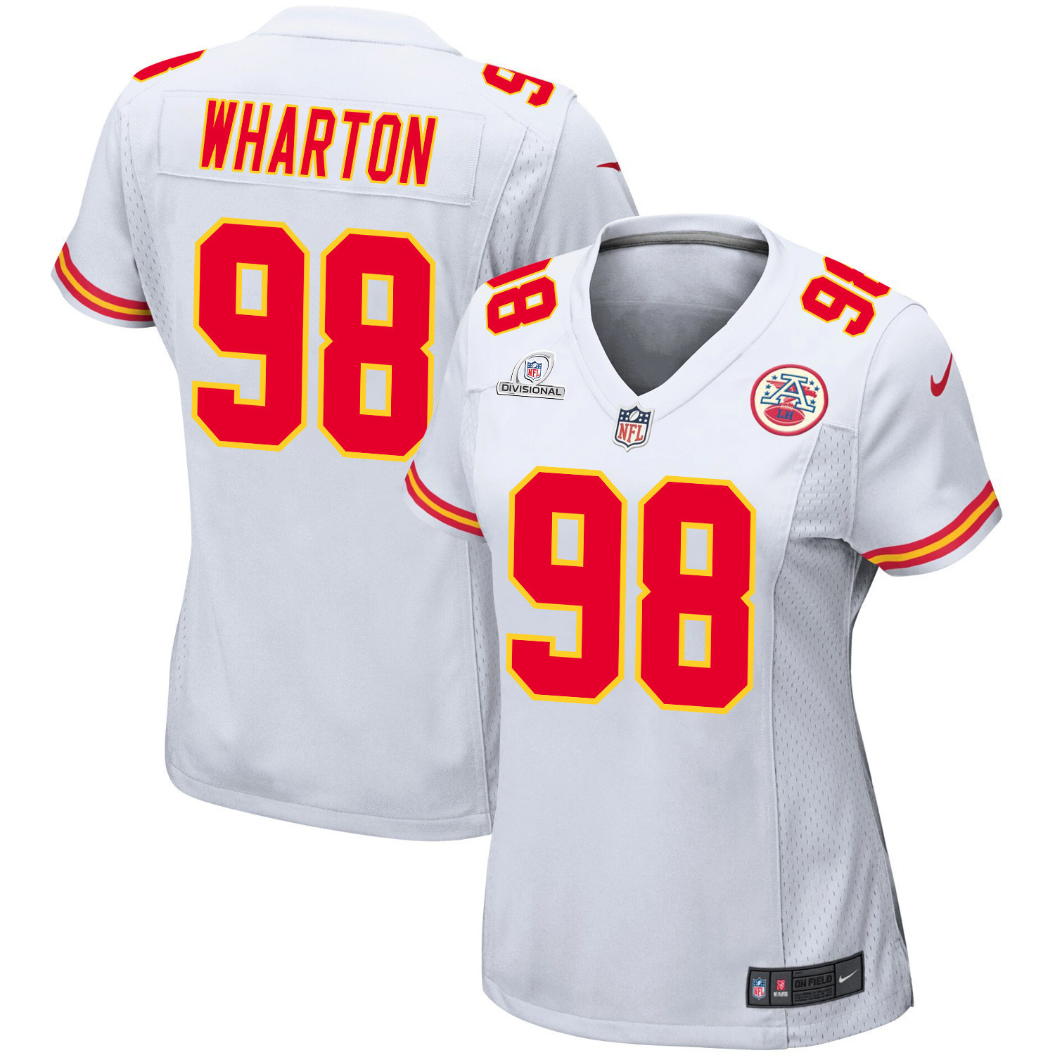 Tershawn Wharton 98 Kansas City Chiefs Super Bowl LVIII Patch Game Women Jersey - White JS3671 Saliibo